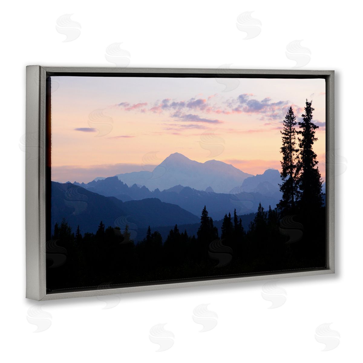 Shane Lamb Midnight On Mountain Gray Floating Frame Canvas Wall Art Print