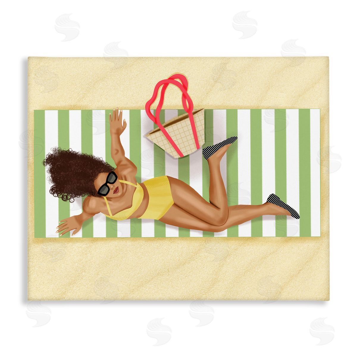 Saba Rauf Woman on Beach Blanket Canvas Wall Art Print