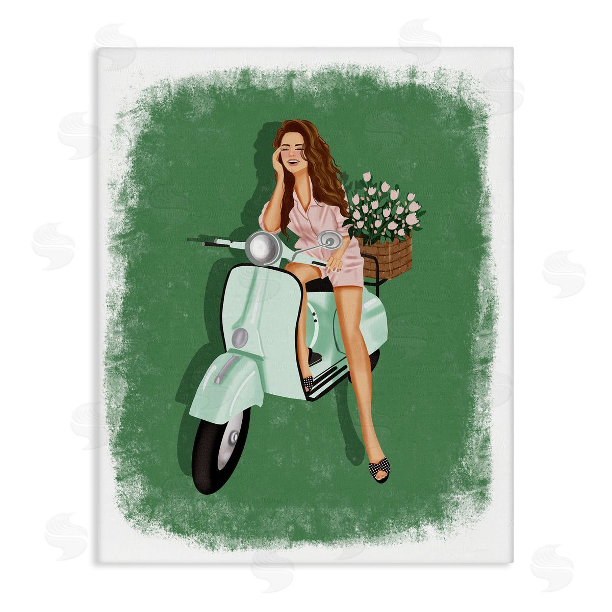 Saba Rauf Laughing Girl on Scooter Canvas Wall Art Print