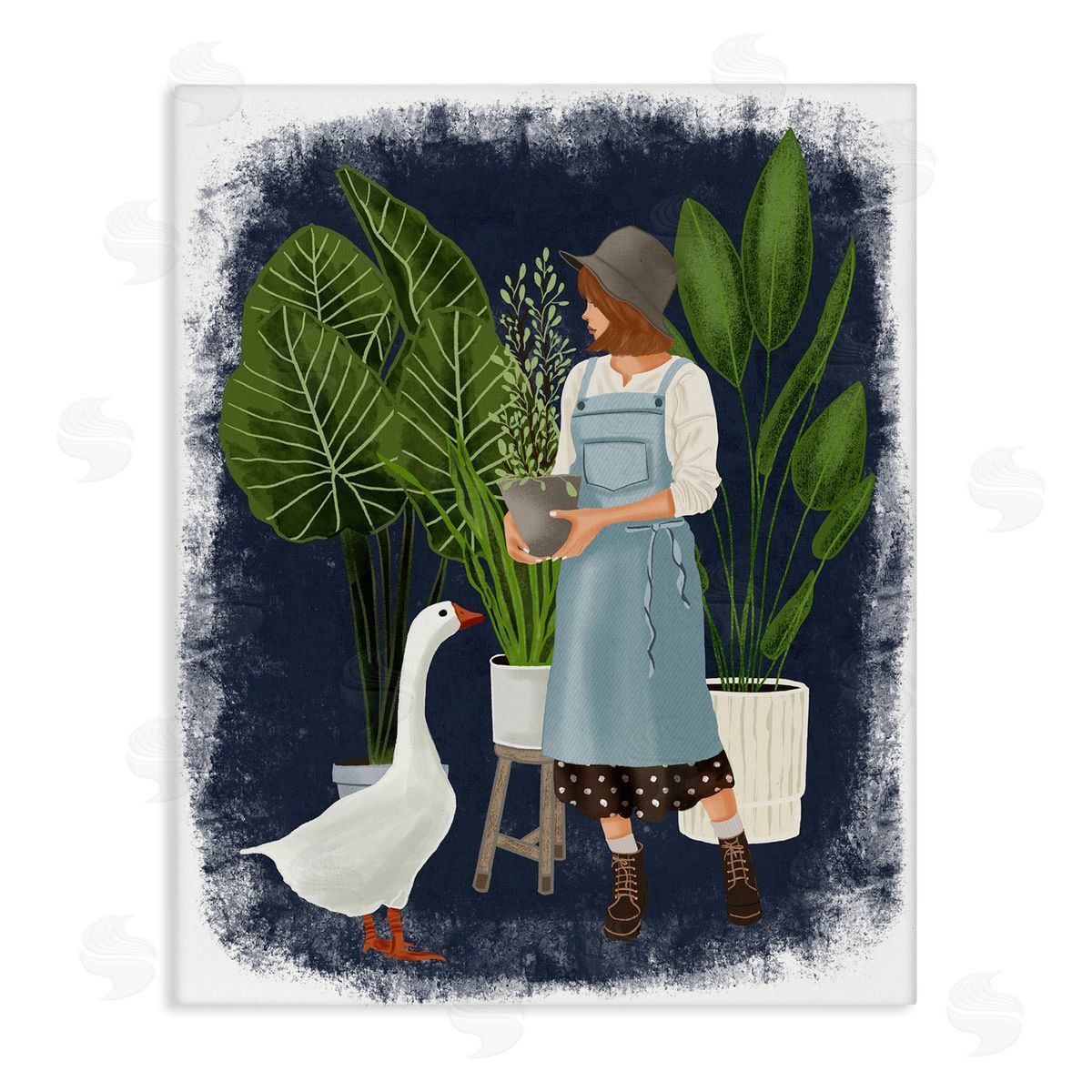 Saba Rauf Gardner Girl with Goose Canvas Wall Art Print