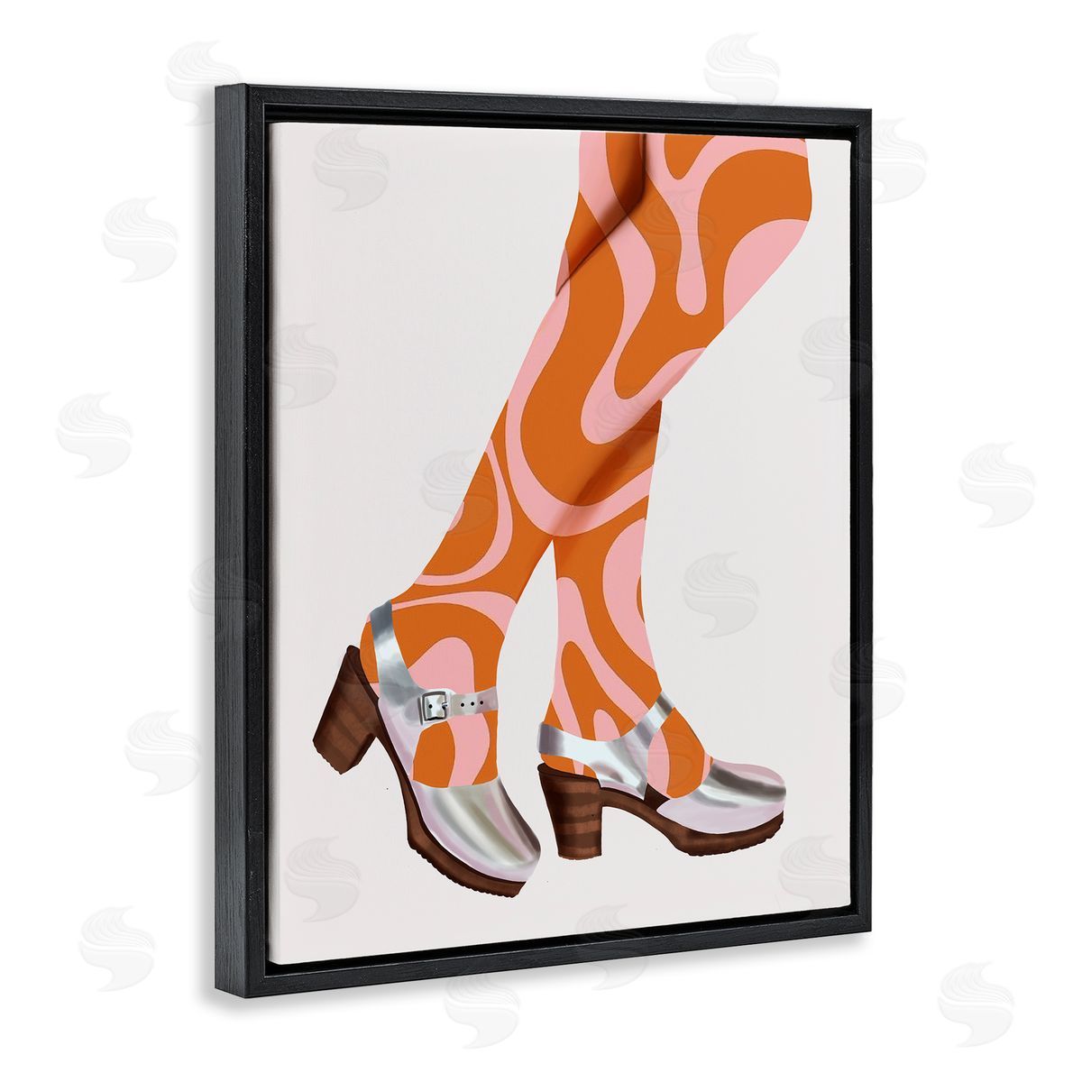 Saba Rauf Groovy Fashion Legs Black Floating Frame Canvas Wall Art Print