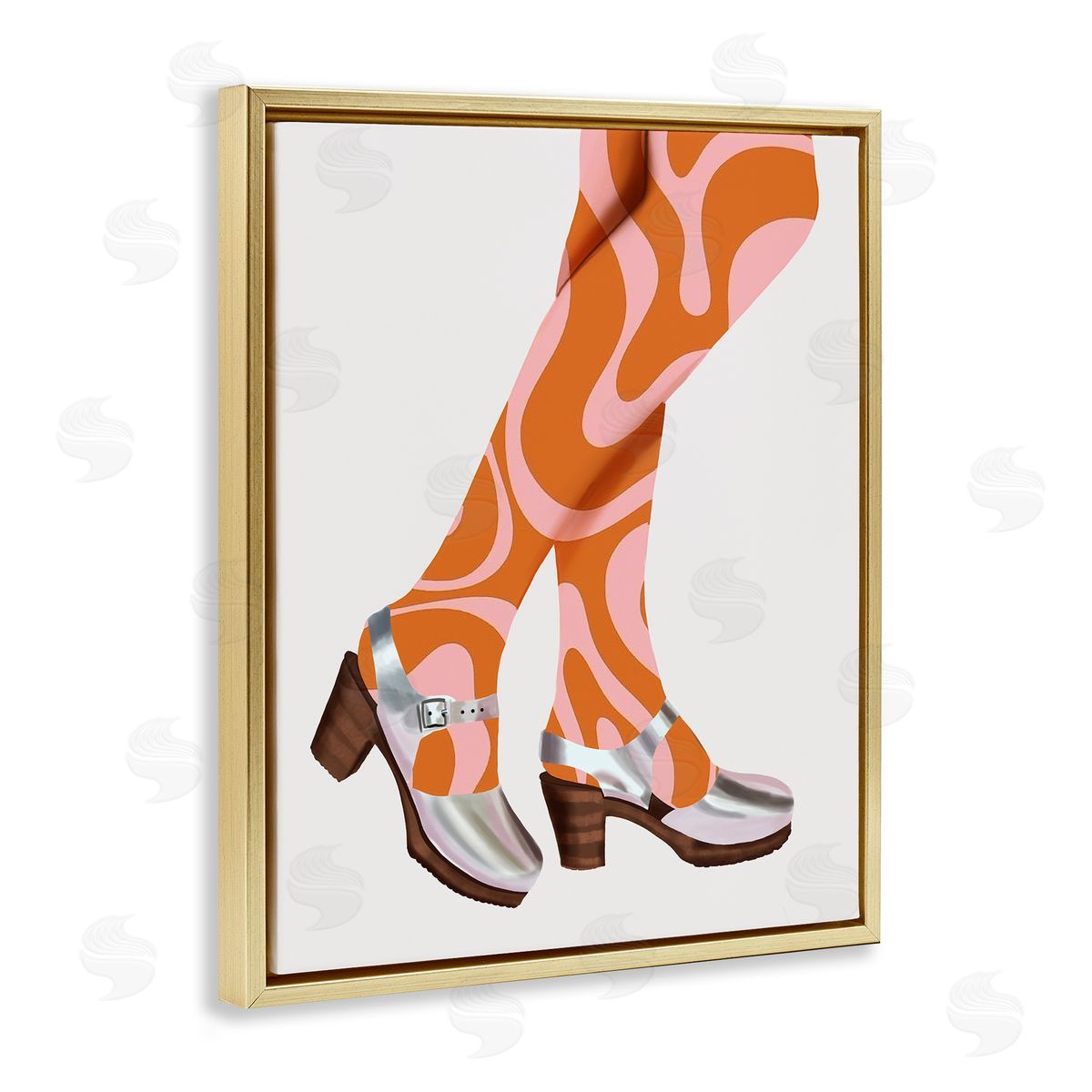 Saba Rauf Groovy Fashion Legs Gold Floating Frame Canvas Wall Art Print
