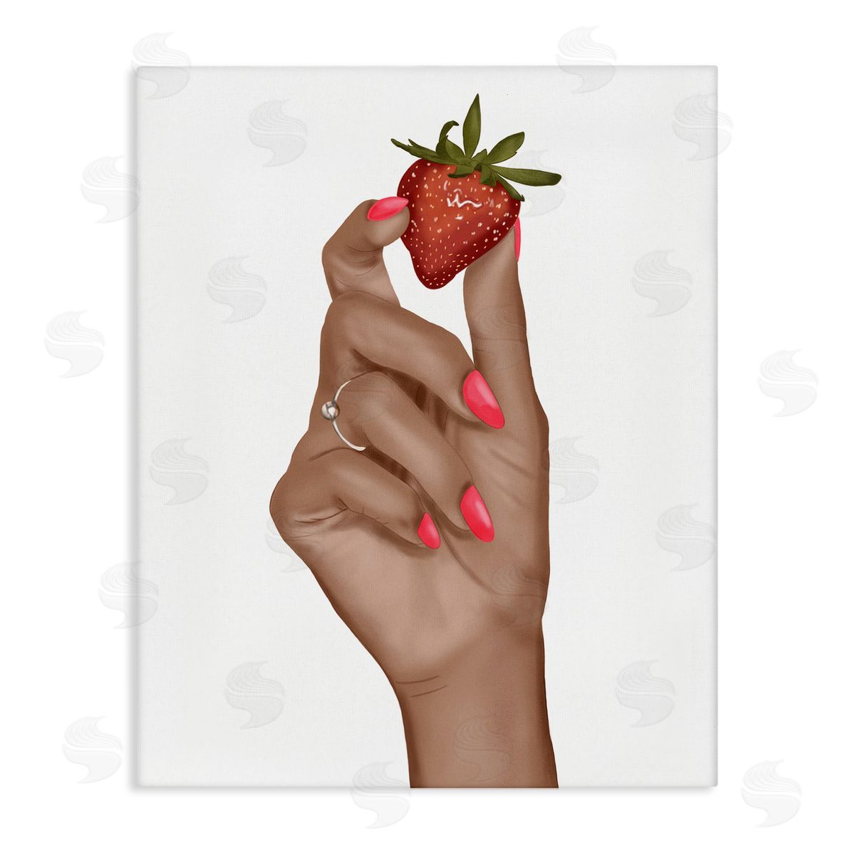 Saba Rauf Holding Juicy Strawberry Canvas Wall Art Print