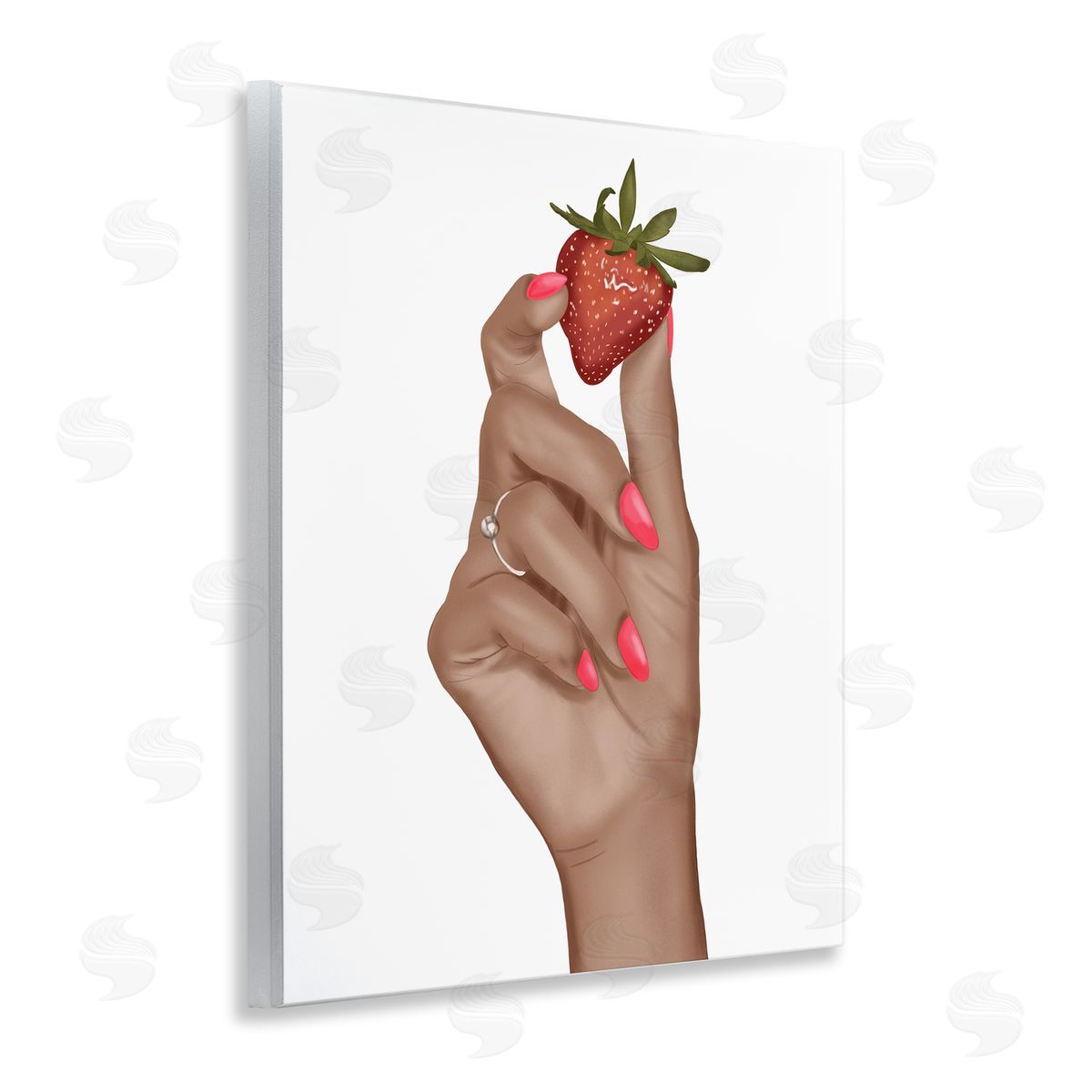 Saba Rauf Holding Juicy Strawberry Wooden Wall Plaque Art Print