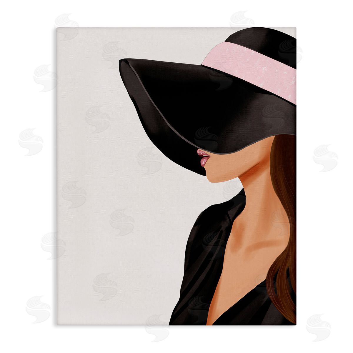 Saba Rauf Shaded Woman Large Hat Canvas Wall Art Print