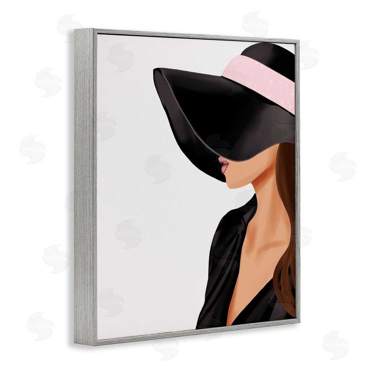 Saba Rauf Shaded Woman Large Hat Gray Framed Giclee Wall Art Print