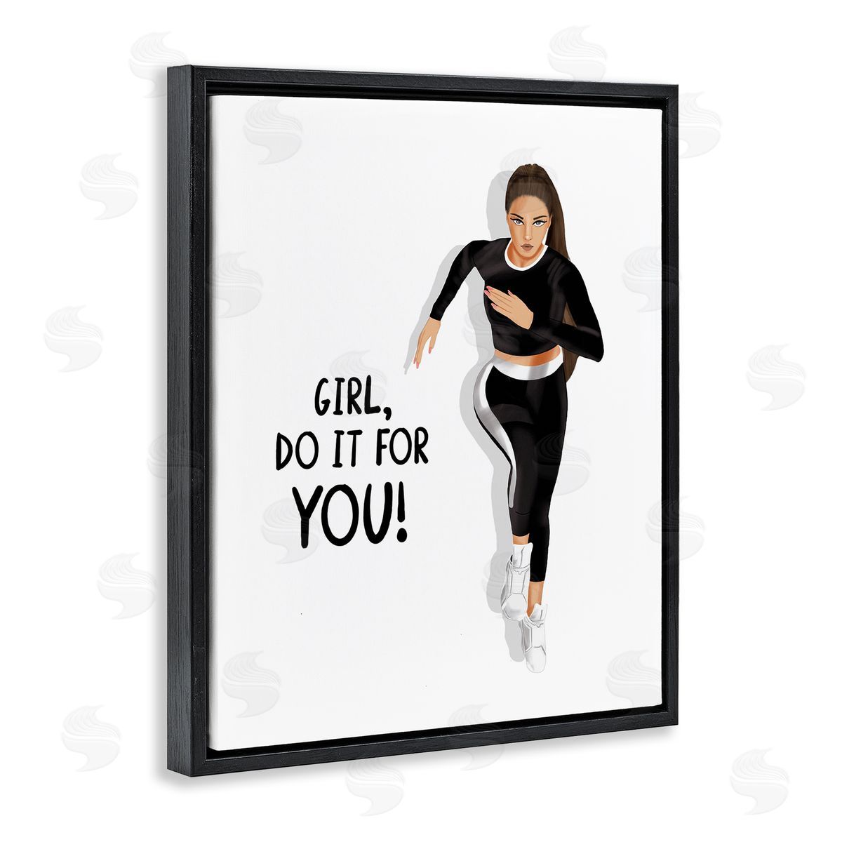 Saba Rauf Do It For You Girl Black Floating Frame Canvas Wall Art Print
