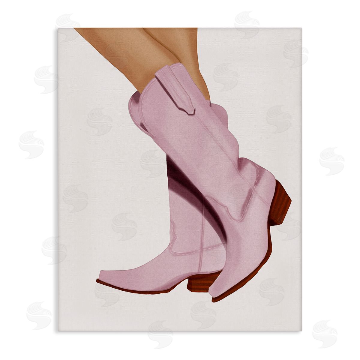 Saba Rauf Pastel Pink Cowgirl Boots Canvas Wall Art Print