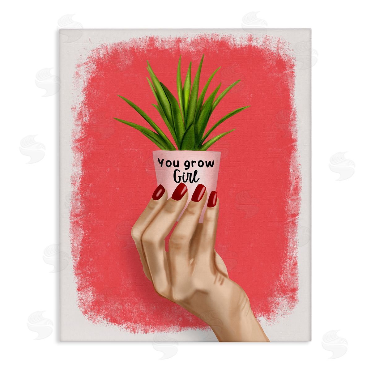 Saba Rauf You Go Girl Plant Canvas Wall Art Print