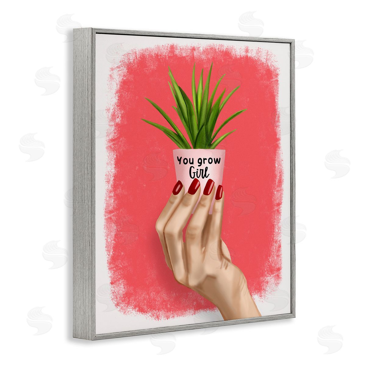 Saba Rauf You Go Girl Plant Gray Framed Giclee Wall Art Print