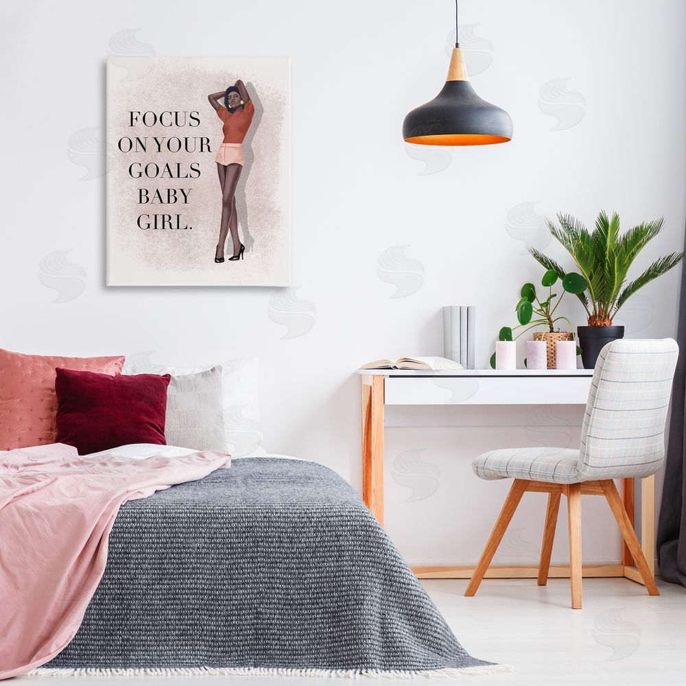 Saba Rauf Focus On Goals Girl Canvas Wall Art Print in Room