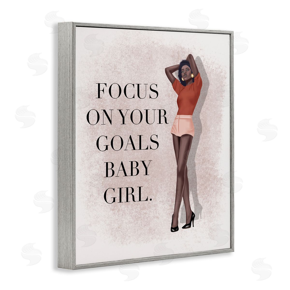 Saba Rauf Focus On Goals Girl Gray Framed Giclee Wall Art Print