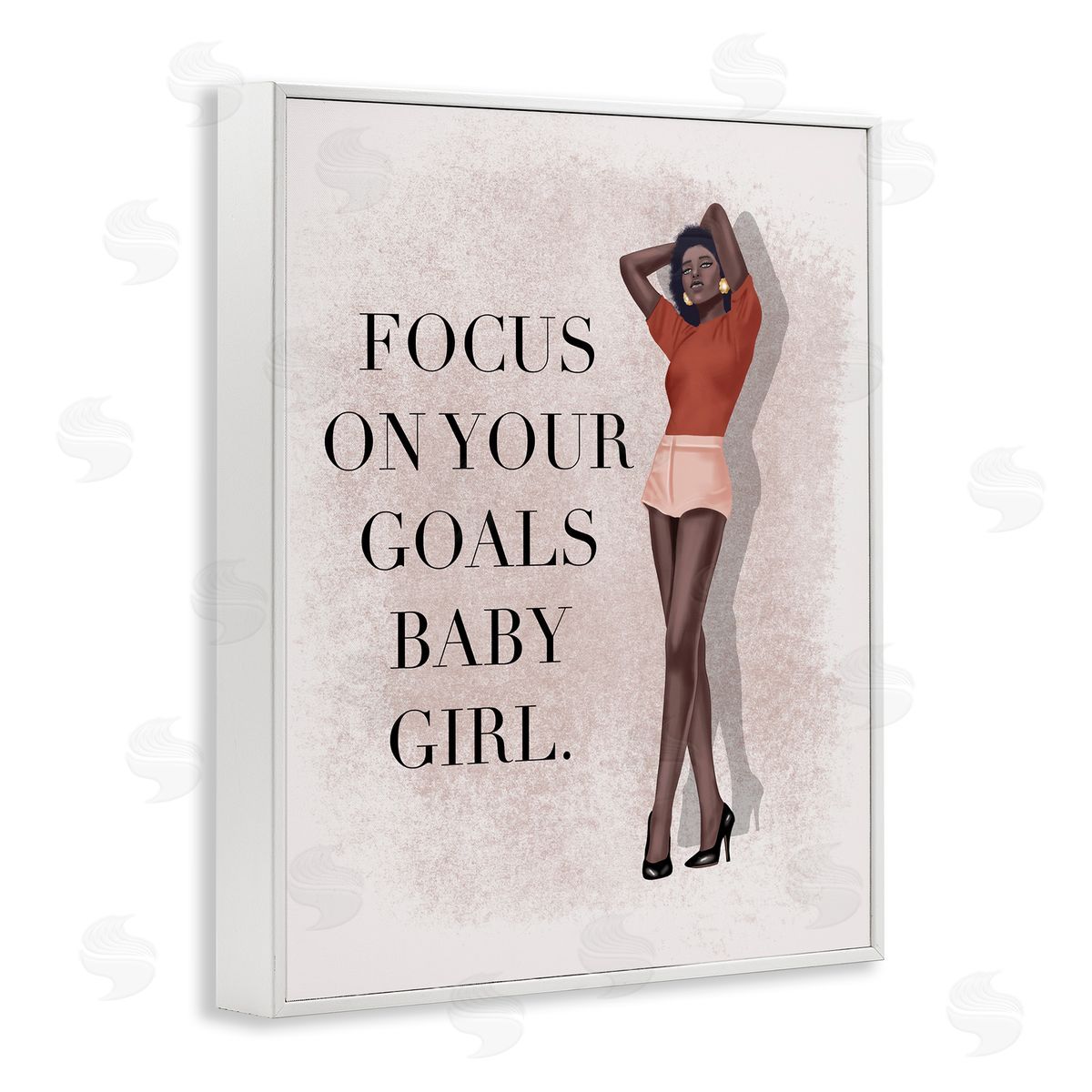Saba Rauf Focus On Goals Girl White Framed Giclee Wall Art Print