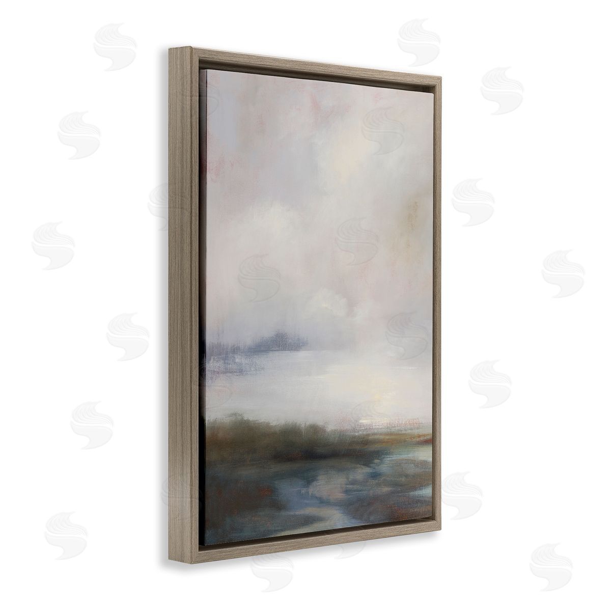 Simon Addyman Foggy Grey Landscape Brown Floating Frame Canvas Wall Art Print