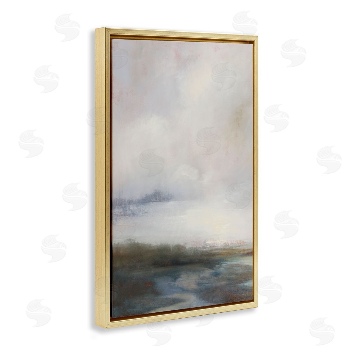 Simon Addyman Foggy Grey Landscape Gold Floating Frame Canvas Wall Art Print
