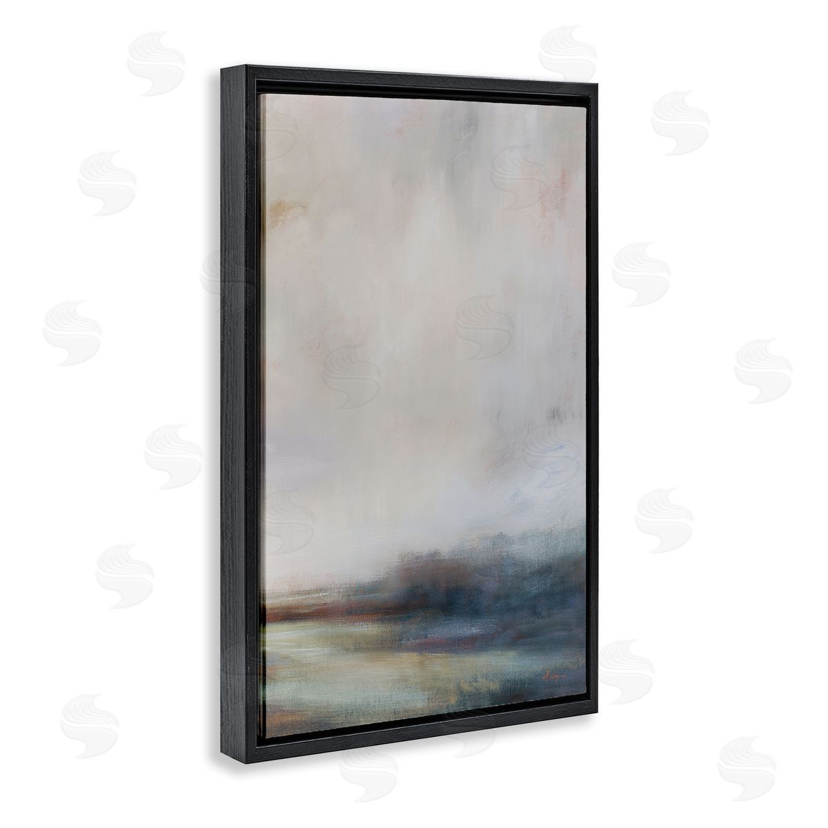Simon Addyman Misty Grey Landscape Black Floating Frame Canvas Wall Art Print