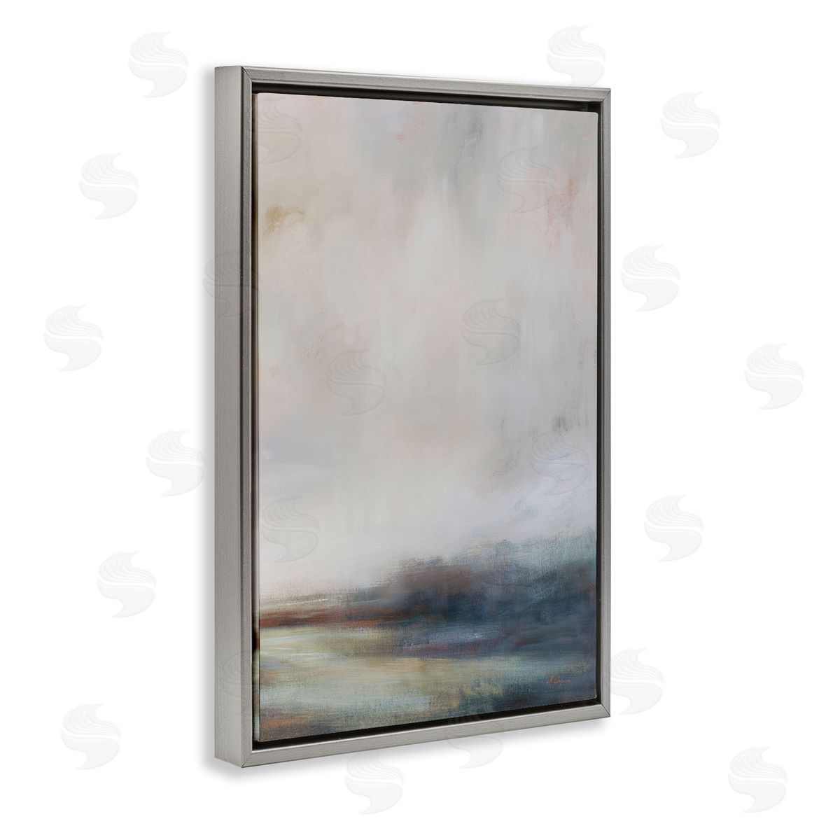 Simon Addyman Misty Grey Landscape Gray Floating Frame Canvas Wall Art Print