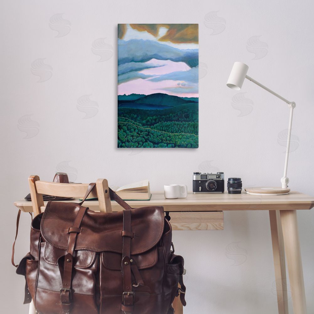 Sara Everett Mountain Forests From Above Canvas Wall Art Print in Room
