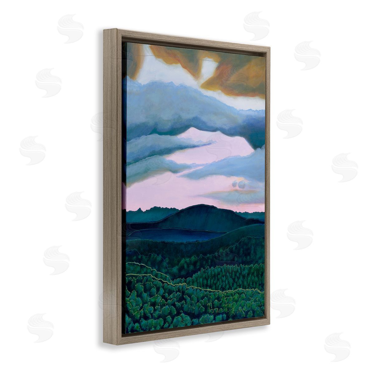 Sara Everett Mountain Forests From Above Brown Floating Frame Canvas Wall Art Print