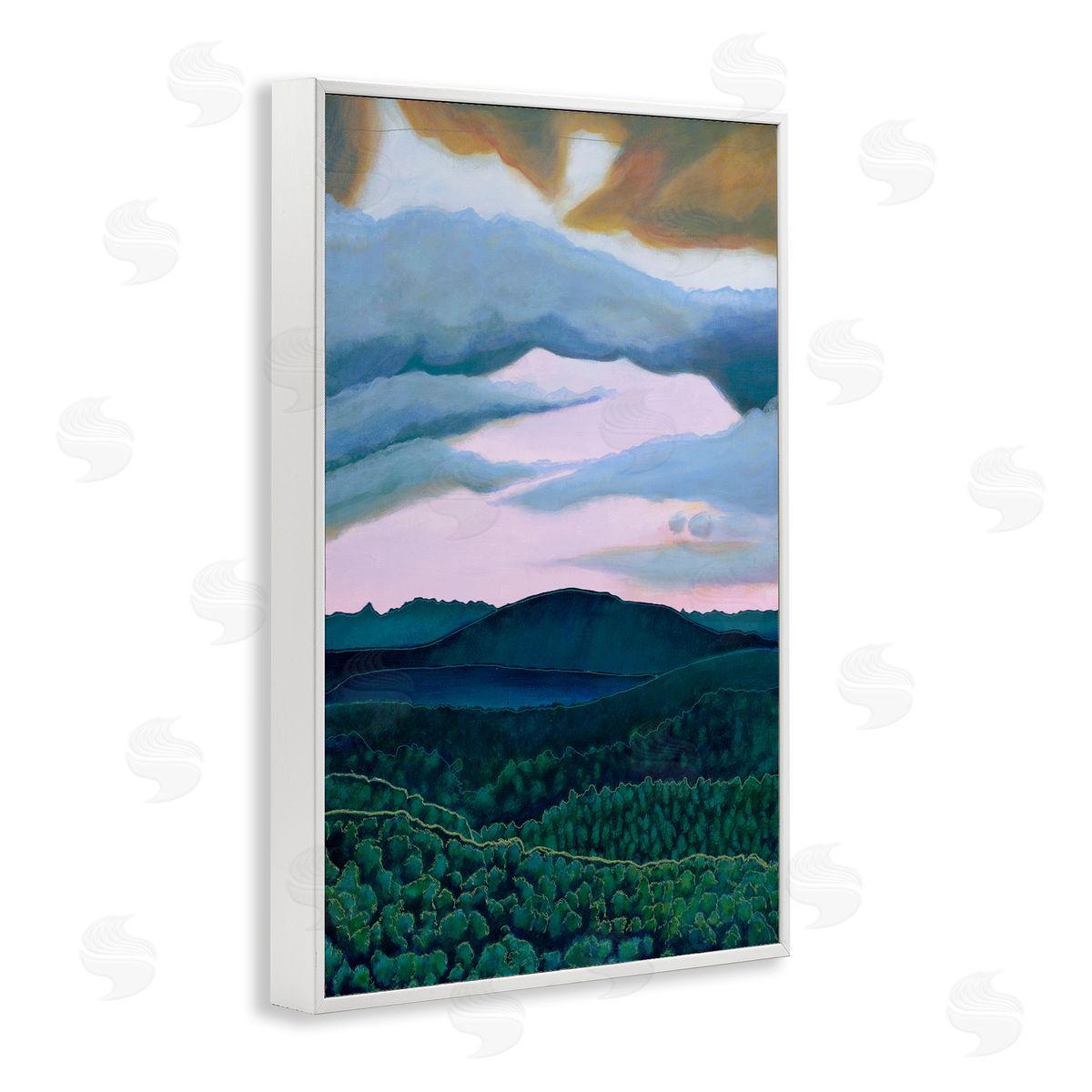 Sara Everett Mountain Forests From Above White Framed Giclee Wall Art Print