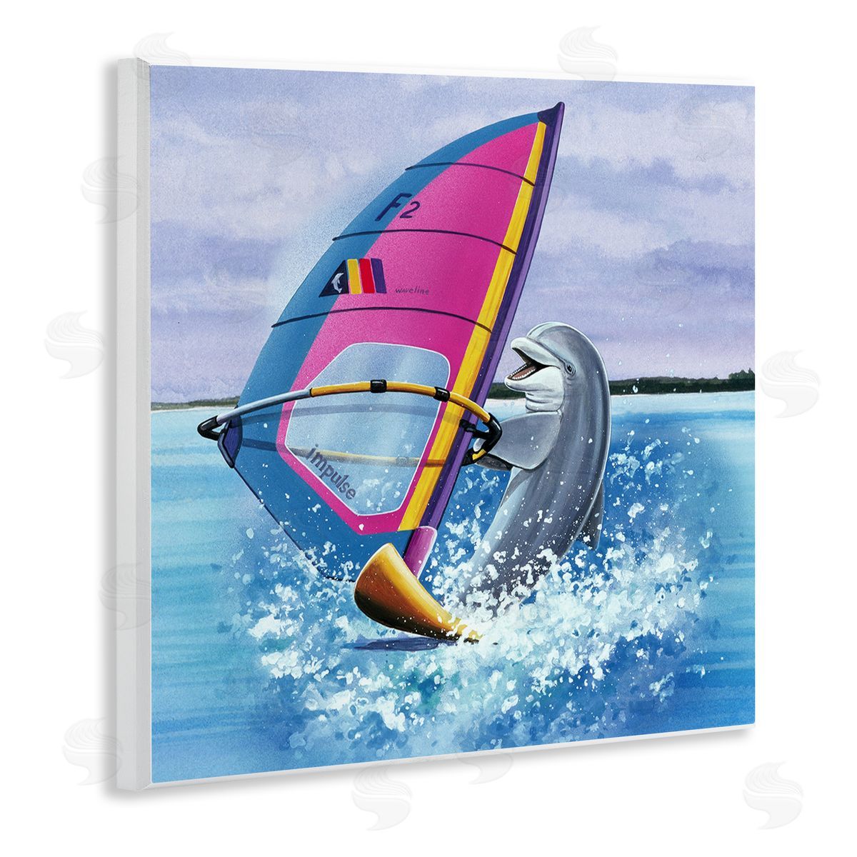 Art Brands Holdings LLC. Wind Surfer Dolphin Wooden Wall Plaque Art Print