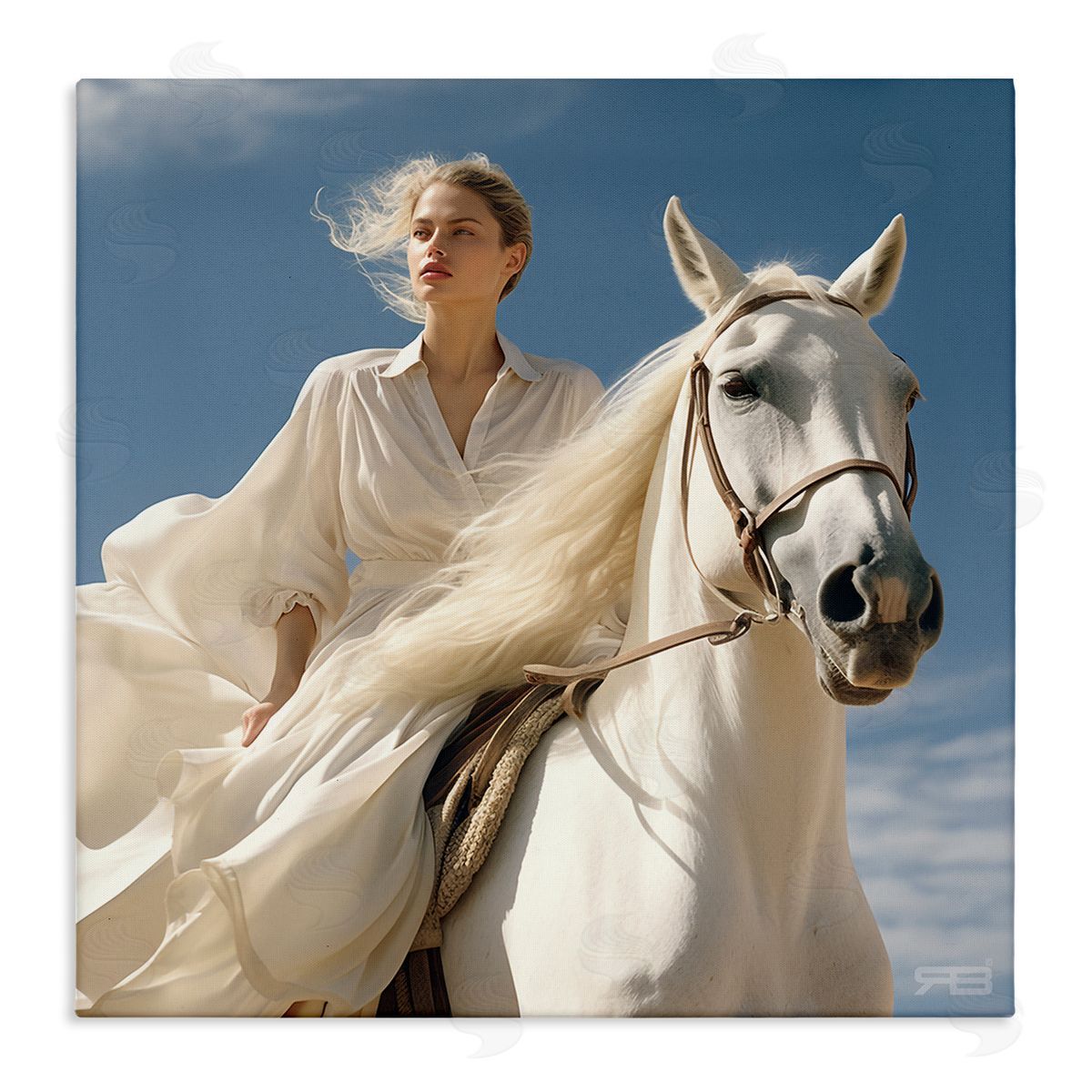 RB Windswept Equestrian Girl Canvas Wall Art Print