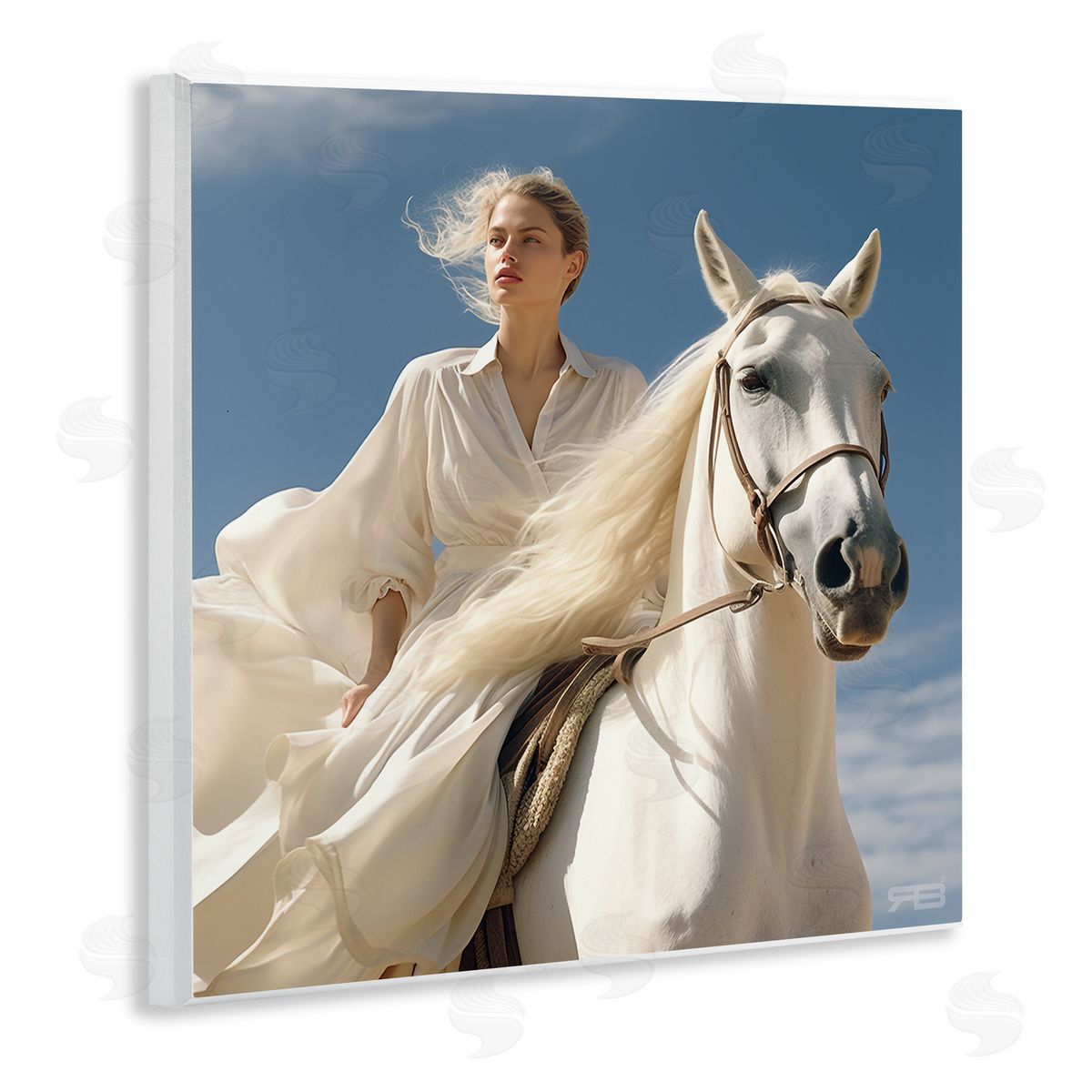 RB Windswept Equestrian Girl Wooden Wall Plaque Art Print
