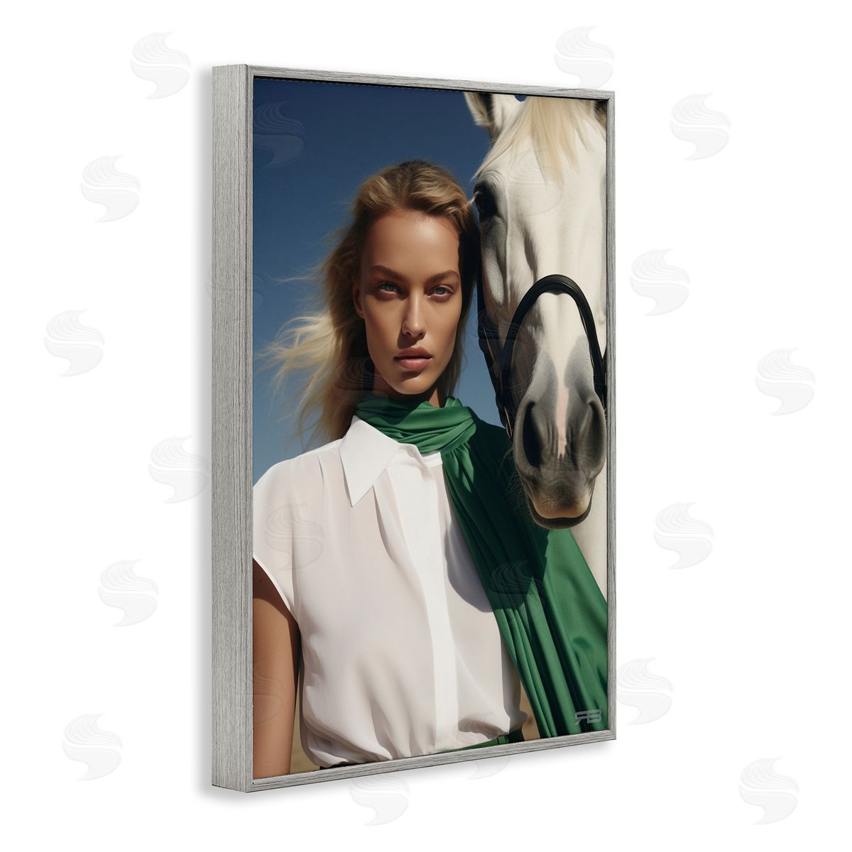 RB Horse & Girl Friendship Gray Framed Giclee Wall Art Print