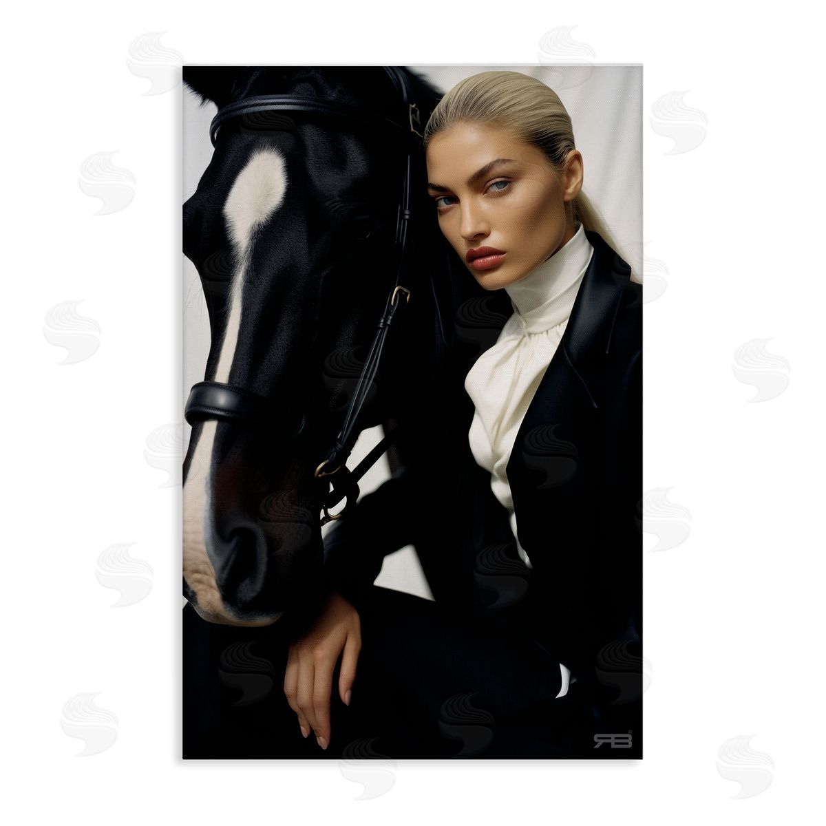 RB Fashionable Equestrian Girl Canvas Wall Art Print