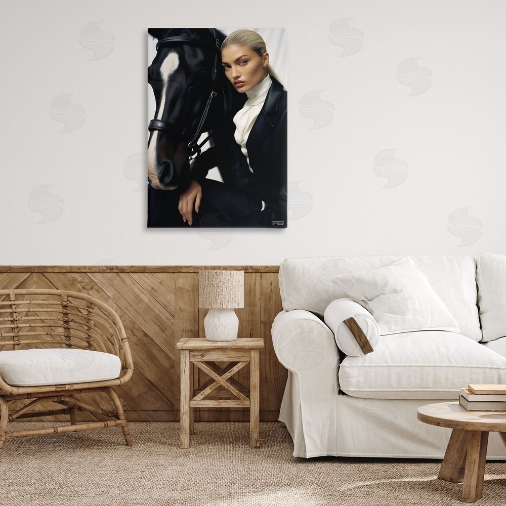 RB Fashionable Equestrian Girl Canvas Wall Art Print in Room