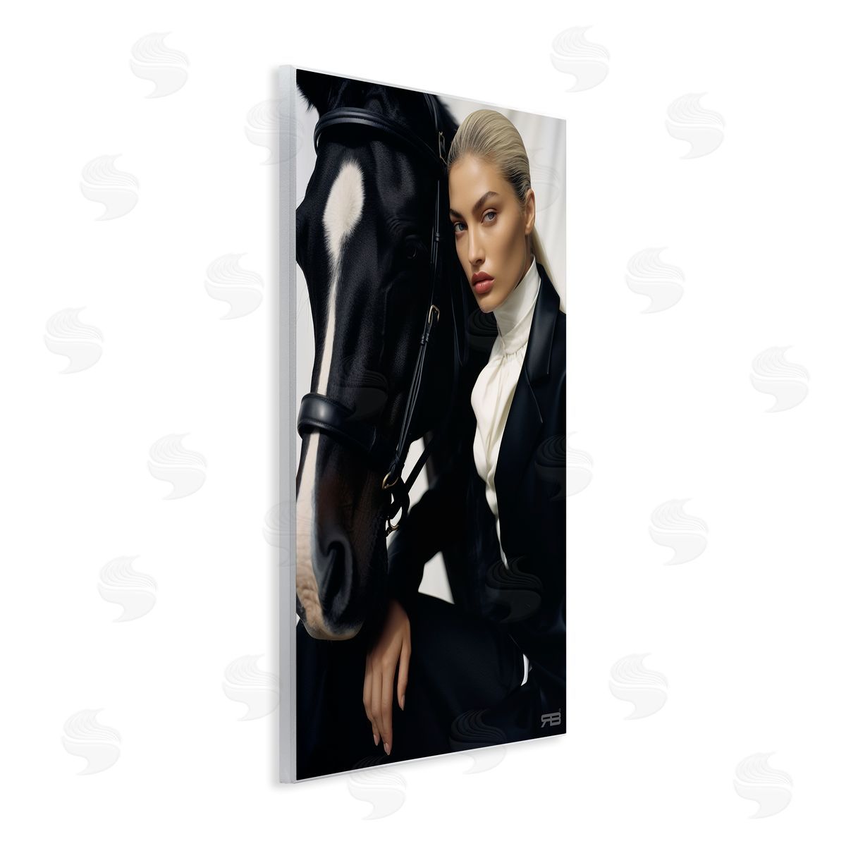 RB Fashionable Equestrian Girl Wooden Wall Plaque Art Print