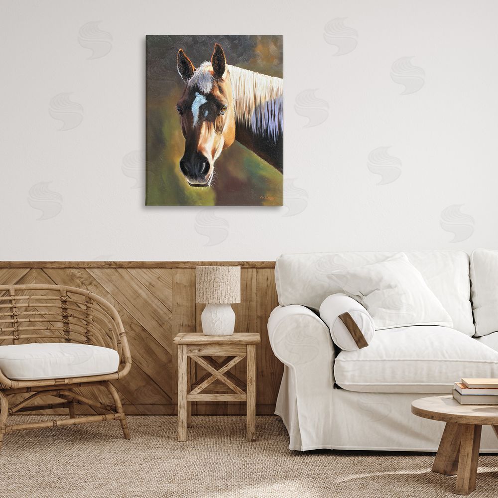 Andrew Kiss Brown Horse Portrait Canvas Wall Art Print in Room