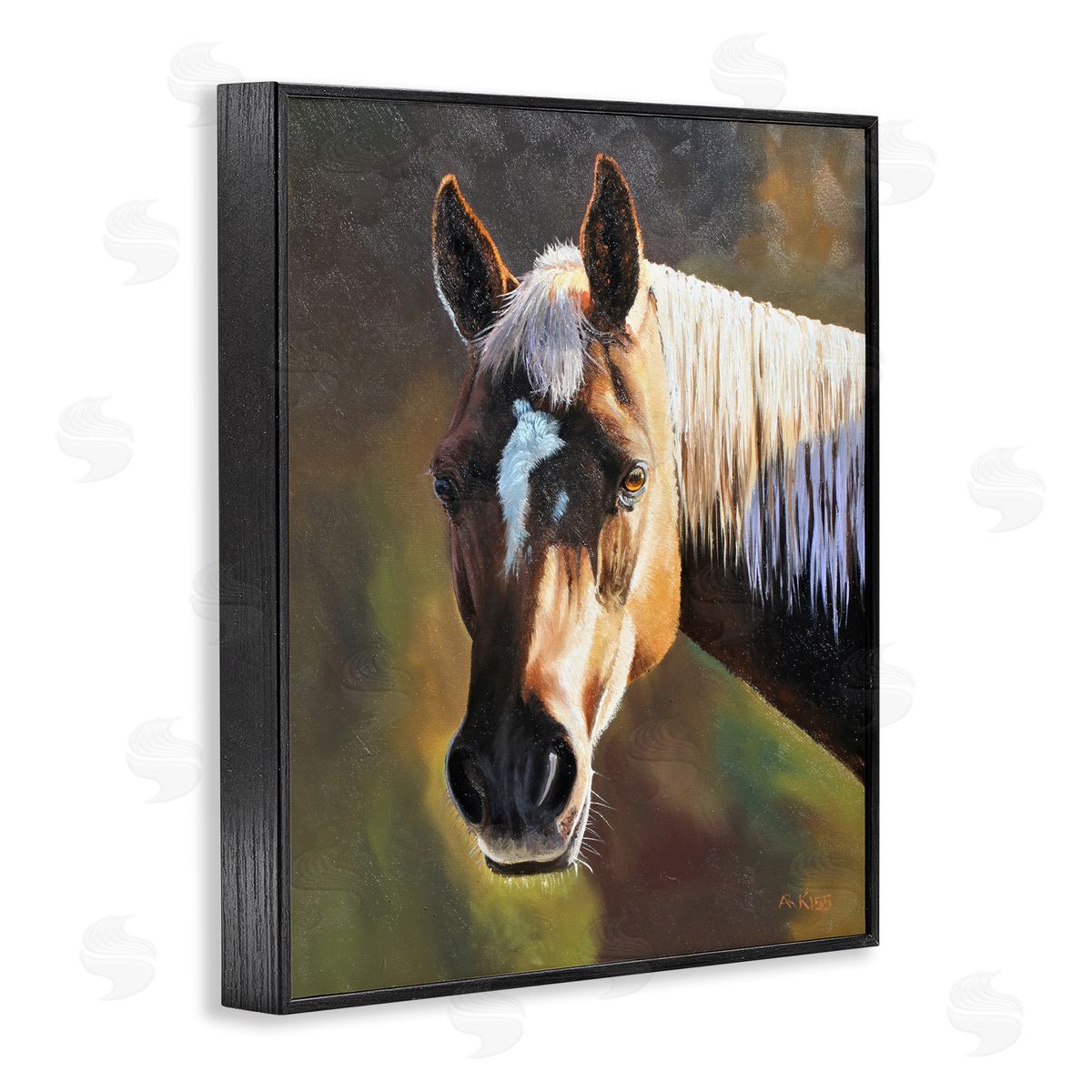 Andrew Kiss Brown Horse Portrait Black Framed Giclee Wall Art Print