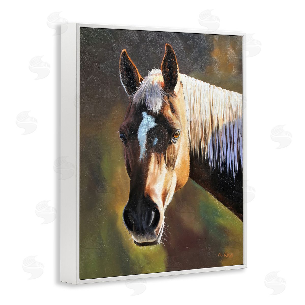 Andrew Kiss Brown Horse Portrait White Framed Giclee Wall Art Print