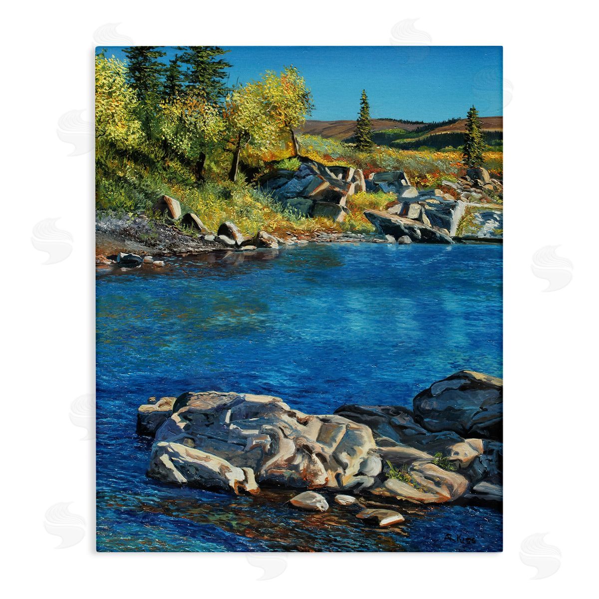 Andrew Kiss Rocky River Landscape Canvas Wall Art Print