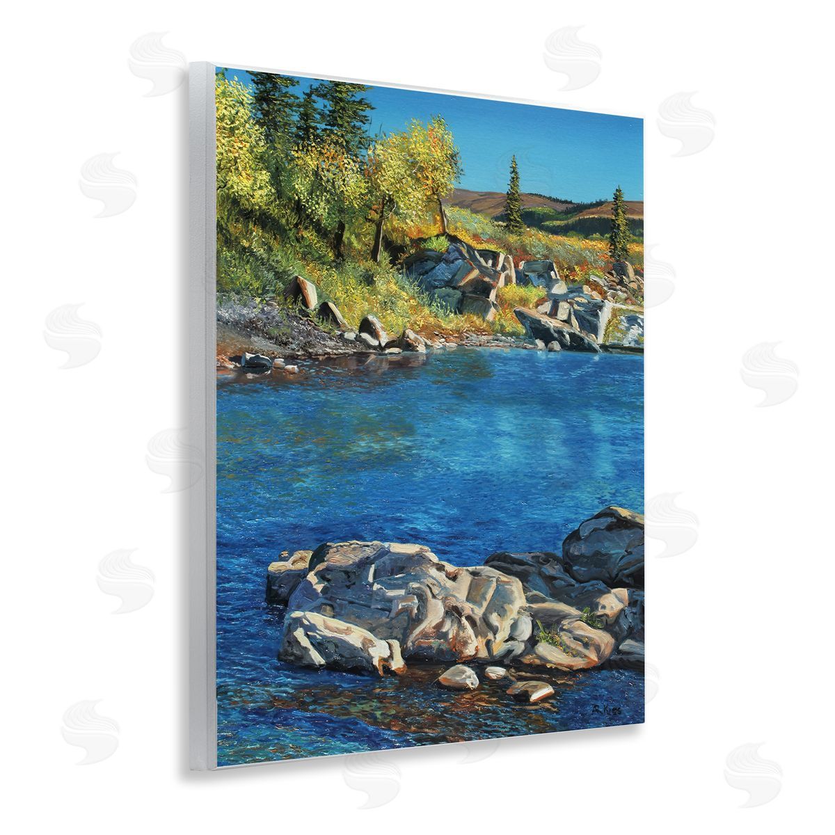 Andrew Kiss Rocky River Landscape Wooden Wall Plaque Art Print