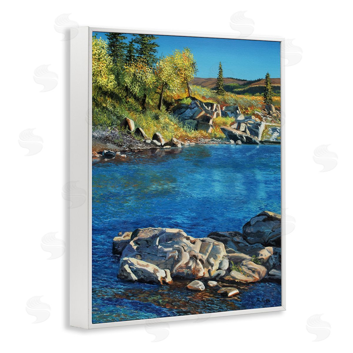 Andrew Kiss Rocky River Landscape White Framed Giclee Wall Art Print
