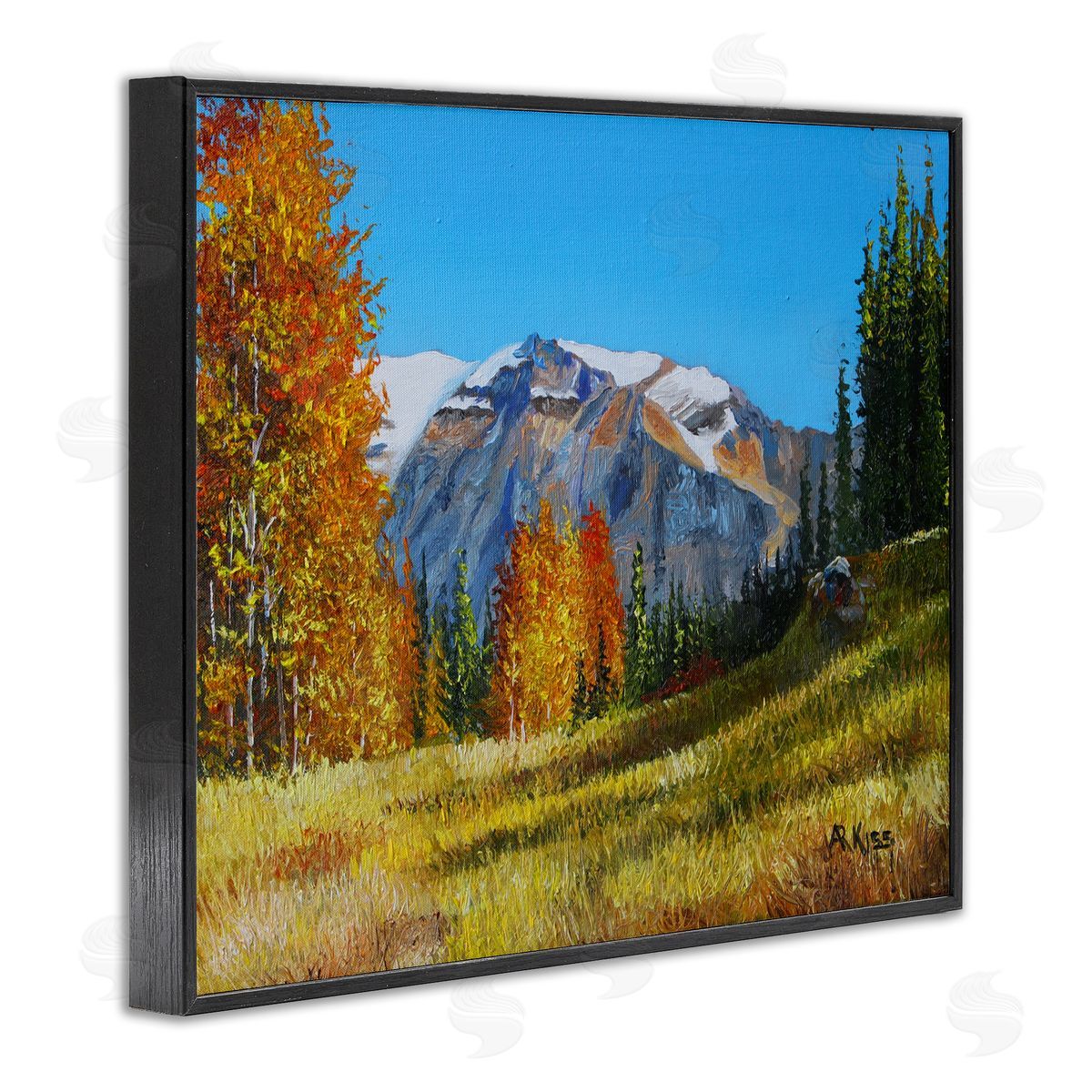 Andrew Kiss Autumnal Mountain Valley Black Framed Giclee Wall Art Print
