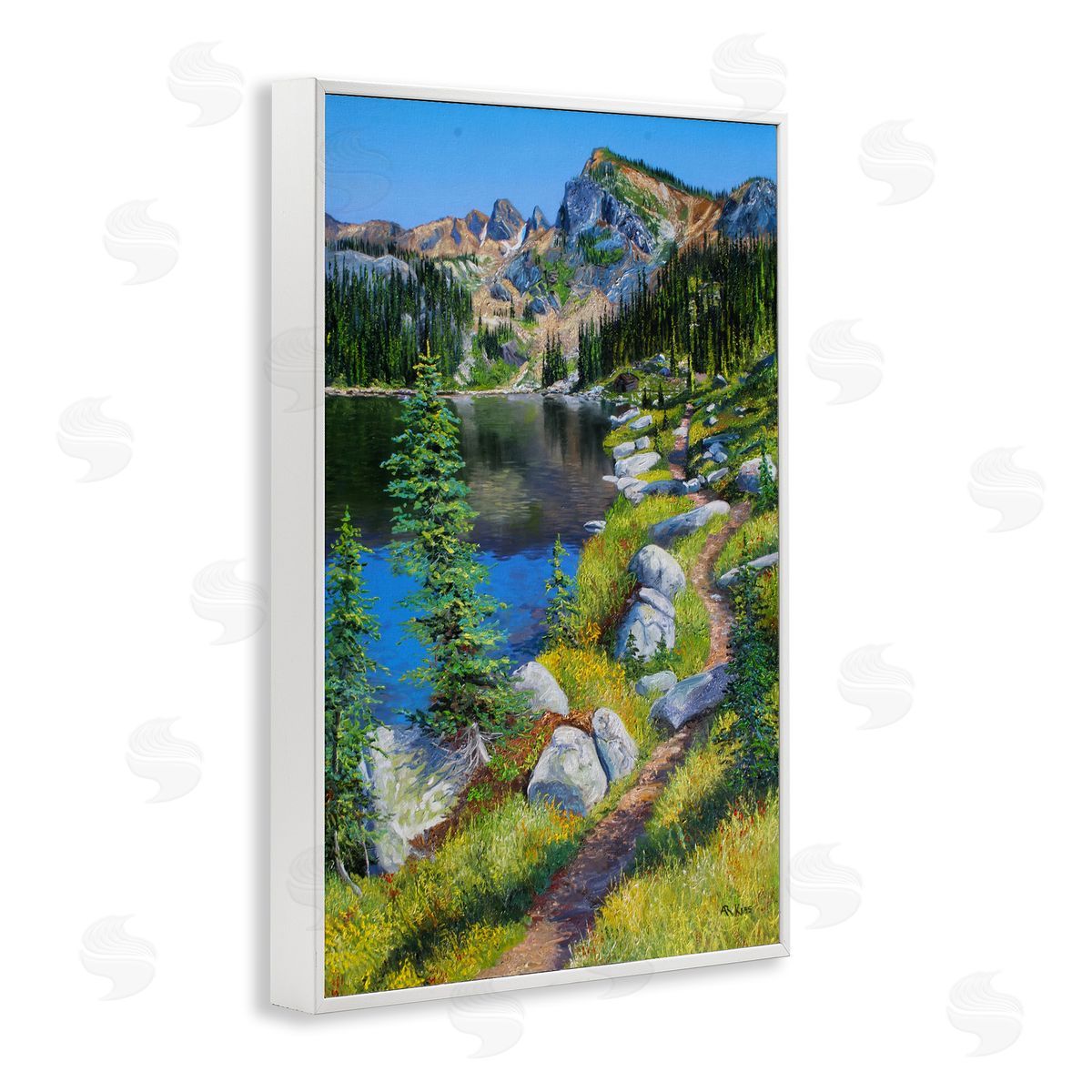 Andrew Kiss Alpine Lake Landscape White Framed Giclee Wall Art Print