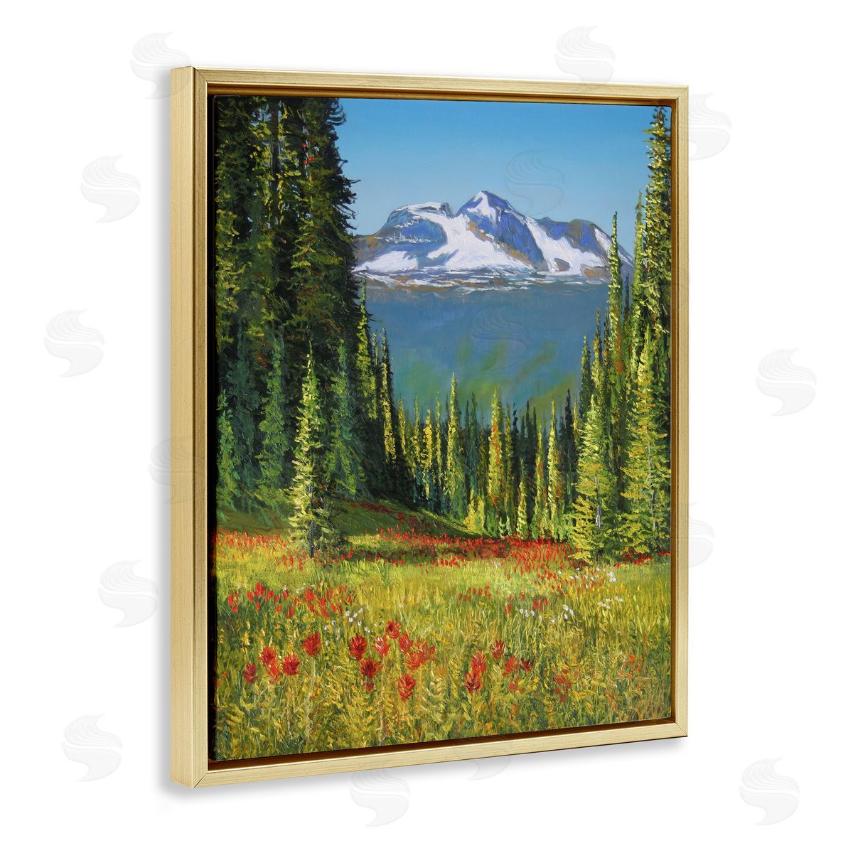 Andrew Kiss Alpine Valley Meadow Gold Floating Frame Canvas Wall Art Print