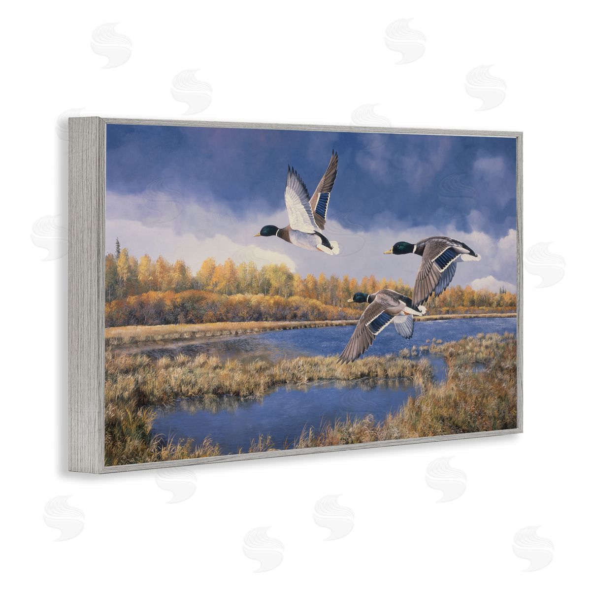 Andrew Kiss Ducks Heading South Gray Framed Giclee Wall Art Print