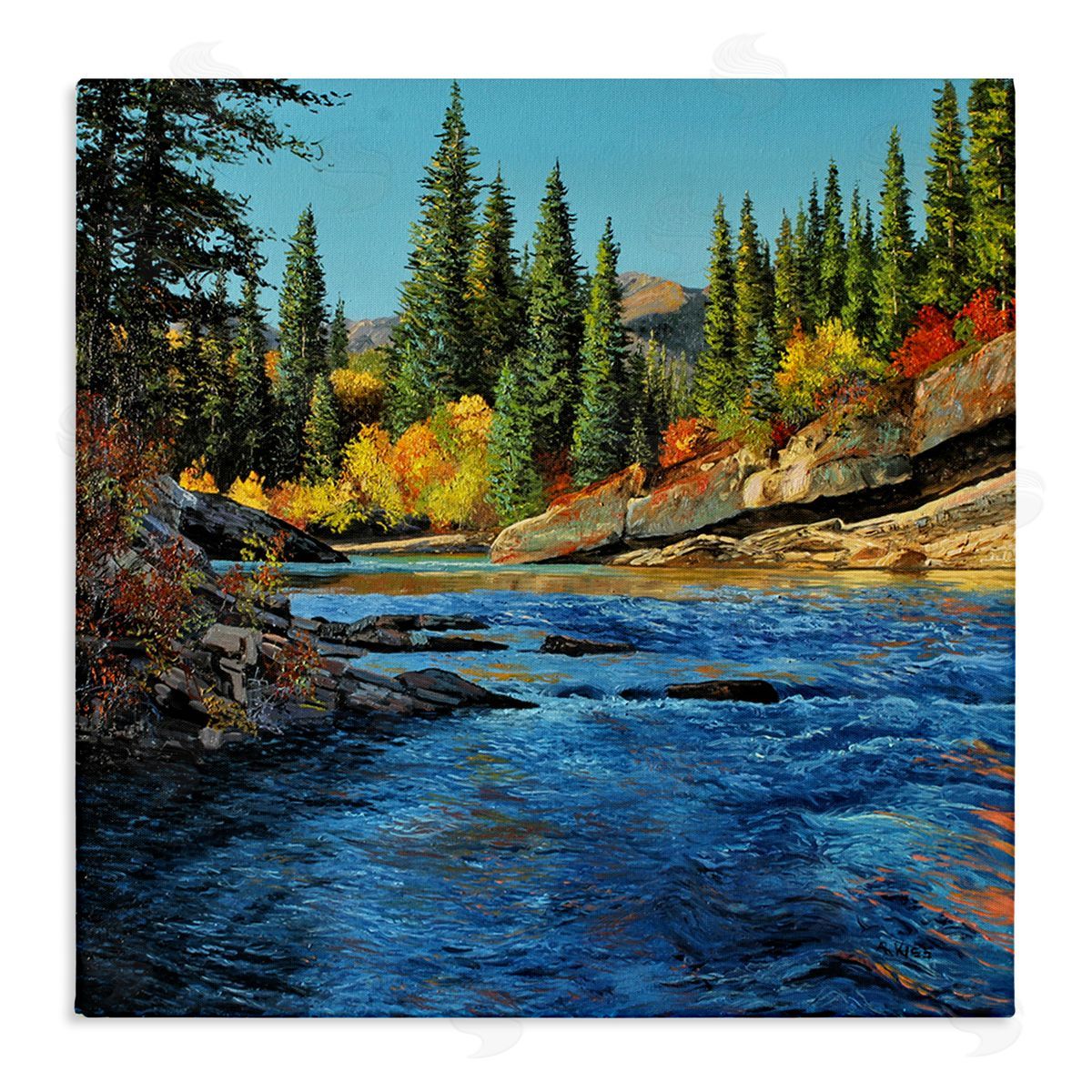 Andrew Kiss Morning Rushing River Canvas Wall Art Print