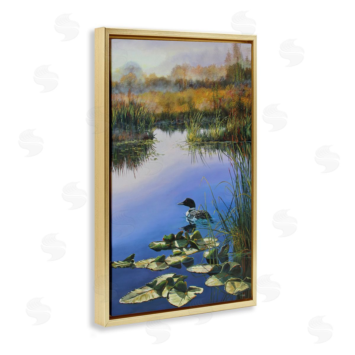 Andrew Kiss Duck's Morning Solitude Gold Floating Frame Canvas Wall Art Print