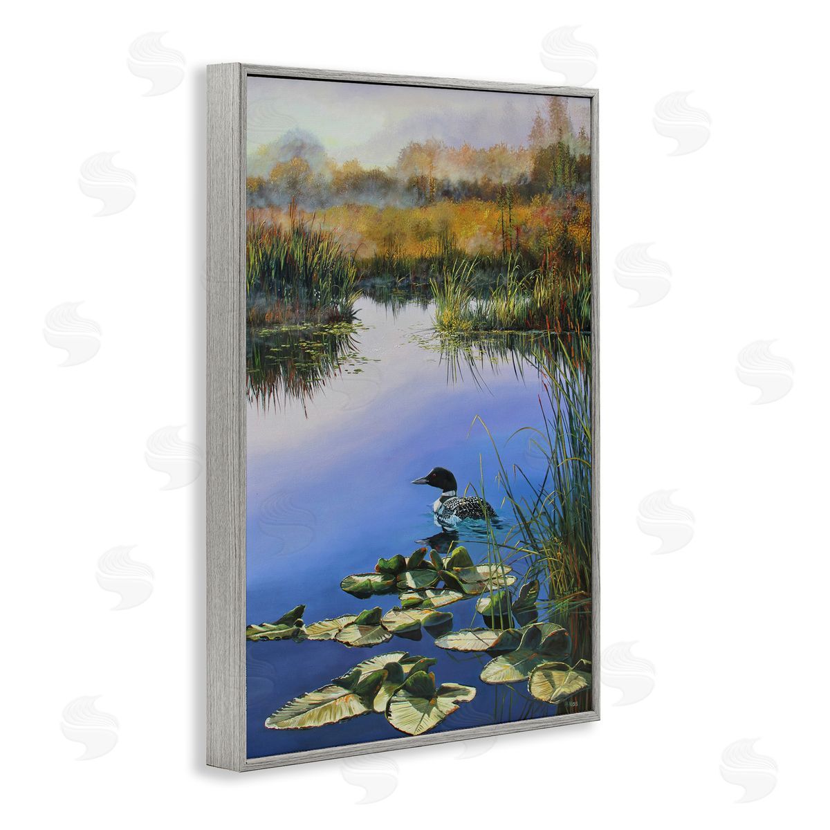 Andrew Kiss Duck's Morning Solitude Gray Framed Giclee Wall Art Print
