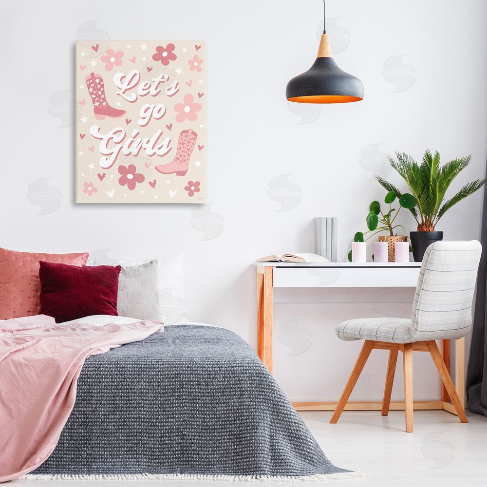 Natalie Carpentieri Groovy Let's Go Girls Canvas Wall Art Print in Room