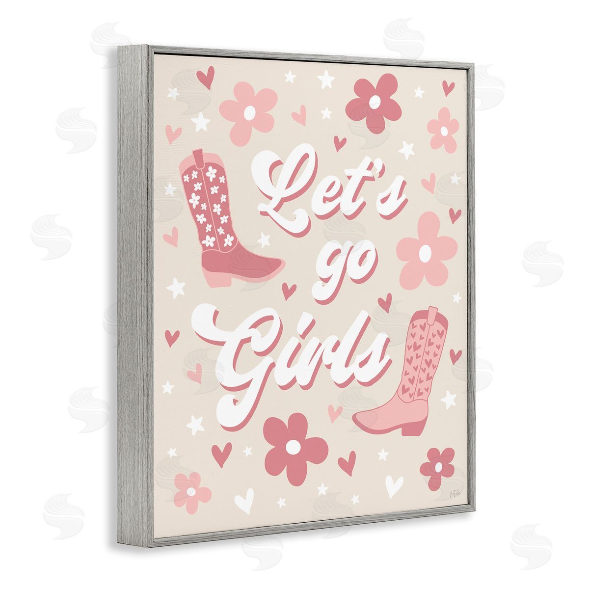 Natalie Carpentieri Groovy Let's Go Girls Gray Framed Giclee Wall Art Print