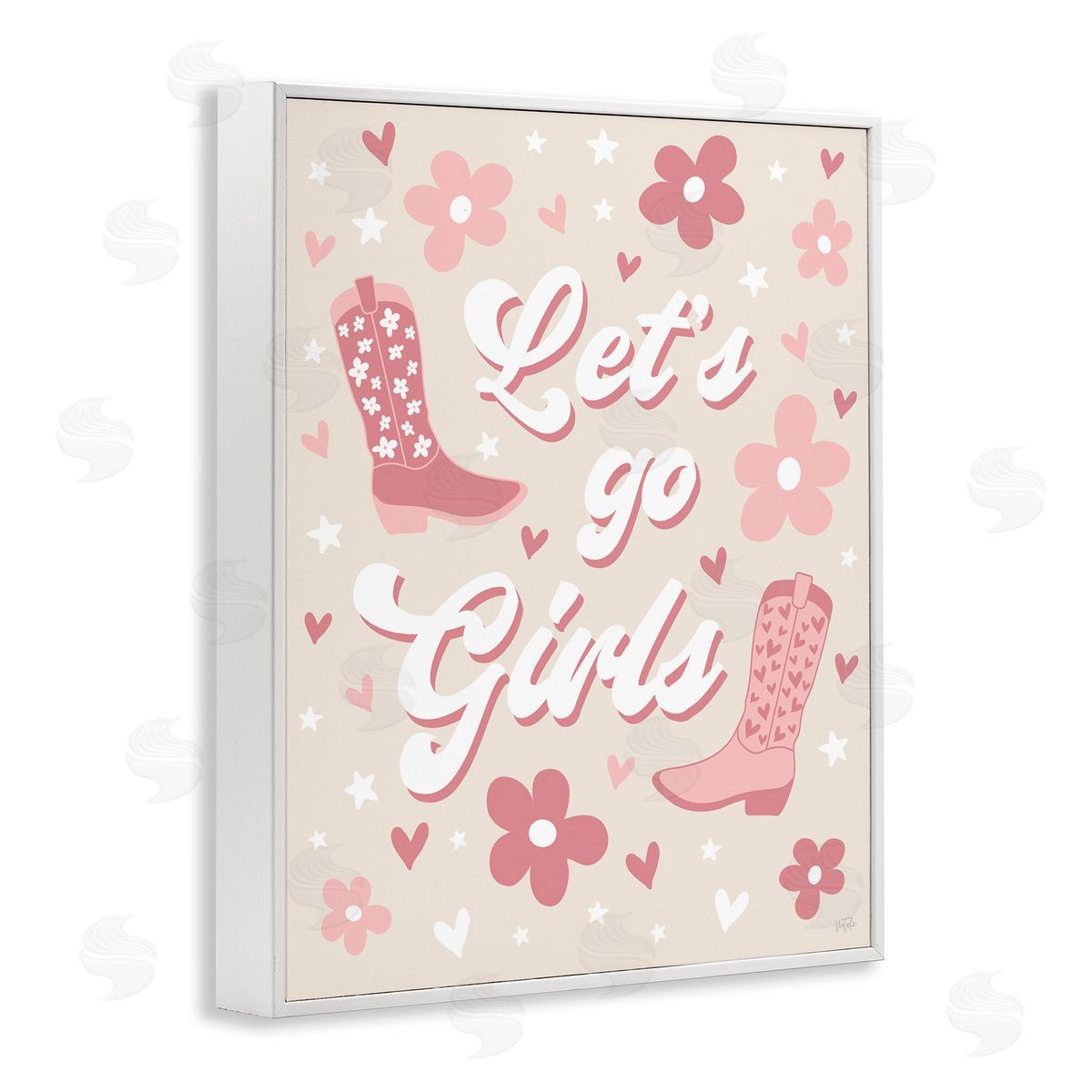 Natalie Carpentieri Groovy Let's Go Girls White Framed Giclee Wall Art Print