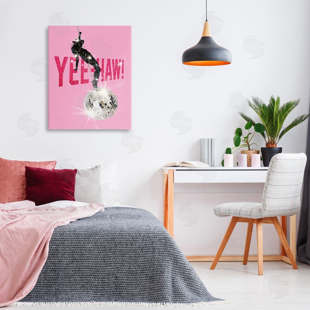 Susan Arnot Yeehaw Disco Cowgirl Canvas Wall Art Print in Room