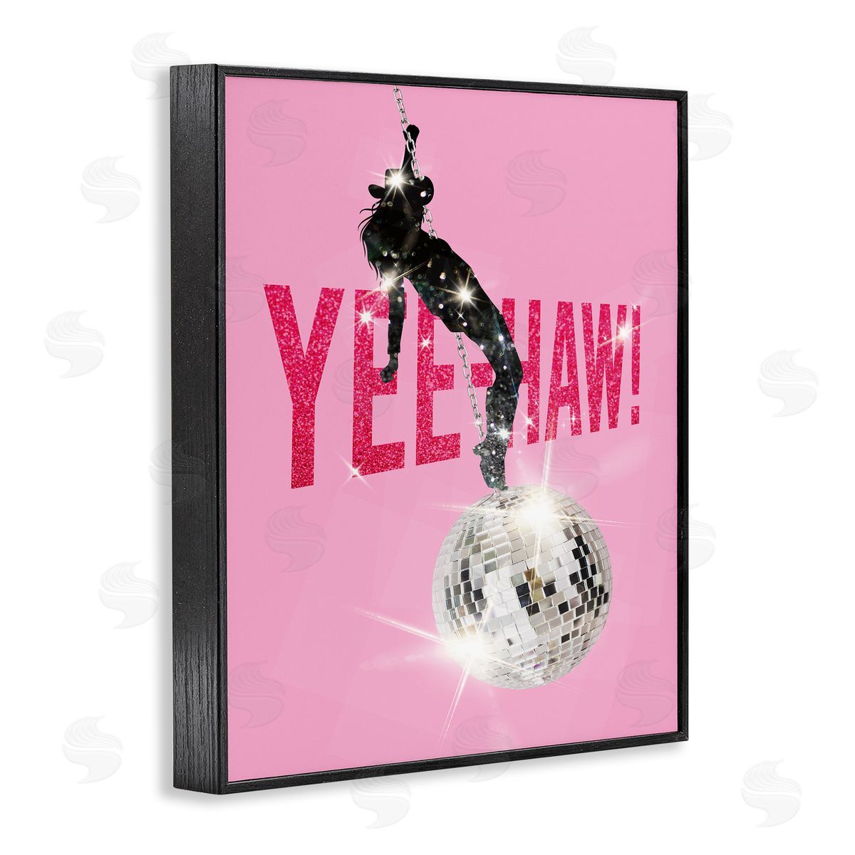 Susan Arnot Yeehaw Disco Cowgirl Black Framed Giclee Wall Art Print