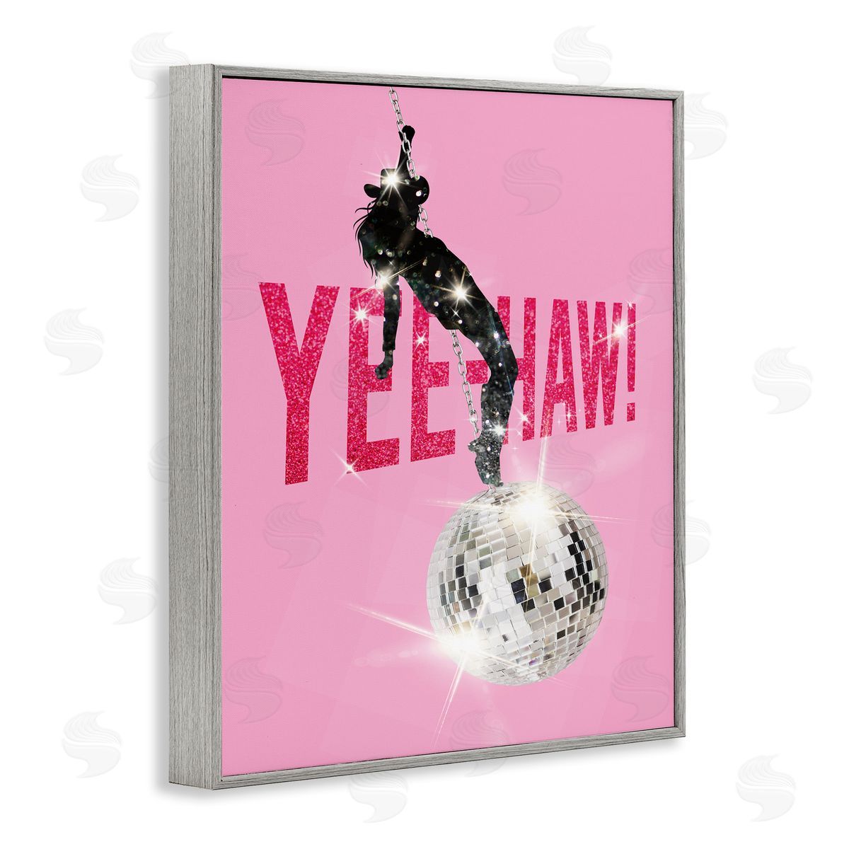 Susan Arnot Yeehaw Disco Cowgirl Gray Framed Giclee Wall Art Print